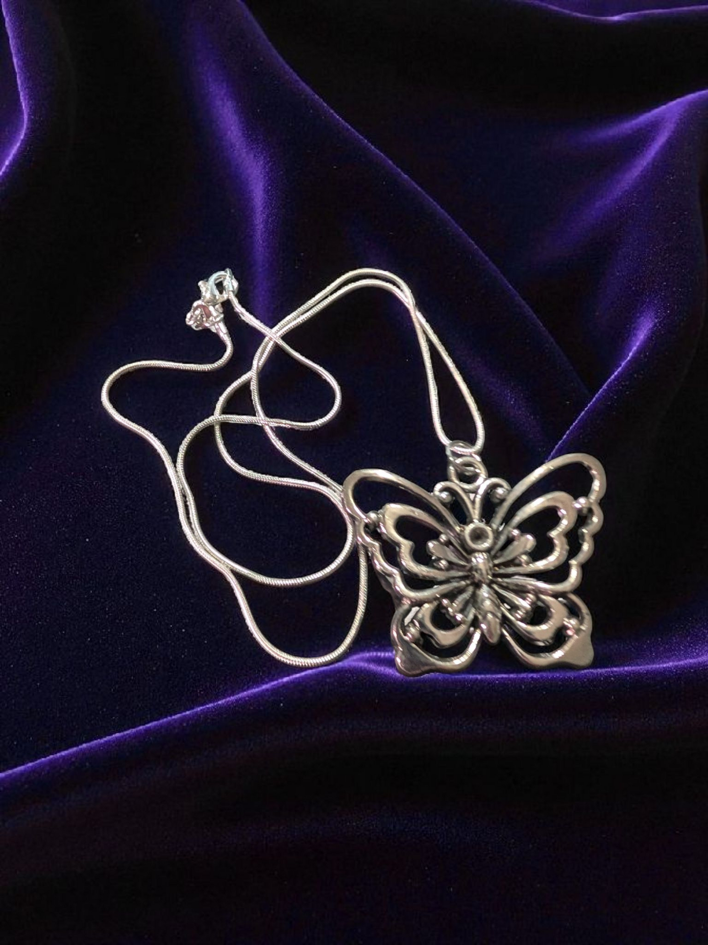 Medium Butterfly Charm on Stainless Steel Snake Chain