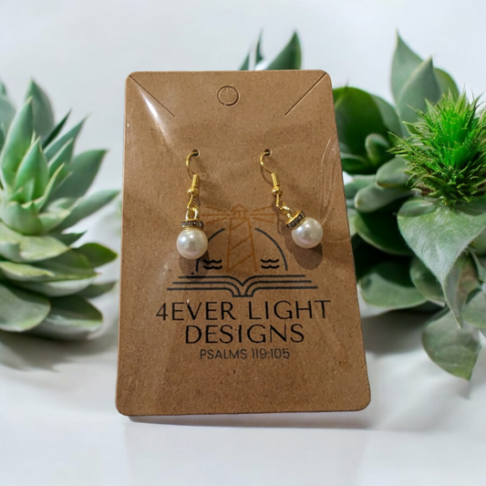 Pearl and cz dangle earrings