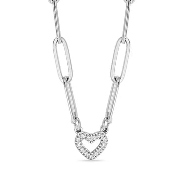 Stone "Heart" Paperclip Chain Necklace